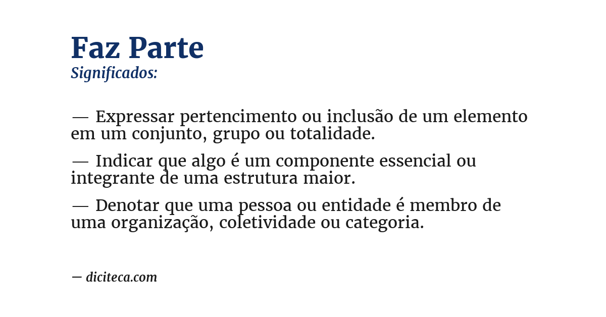 Significado de faz parte