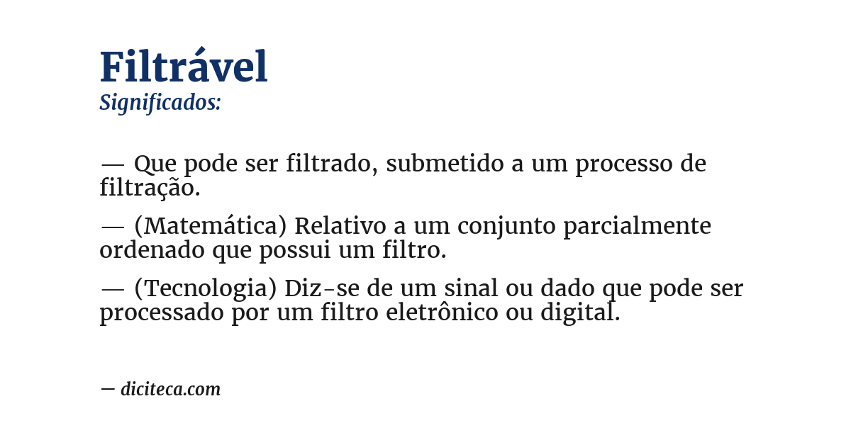 Significado de filtrável