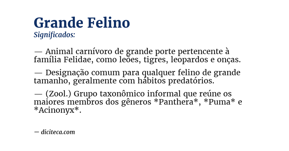 Significado de grande felino