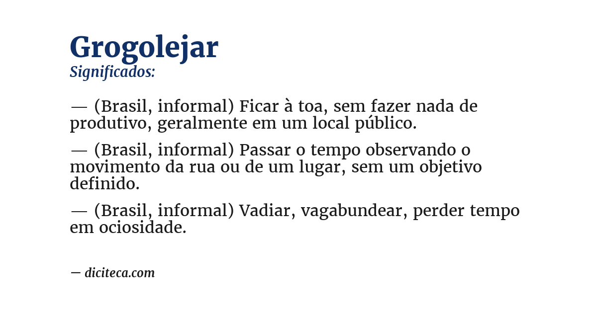 Significado de grogolejar