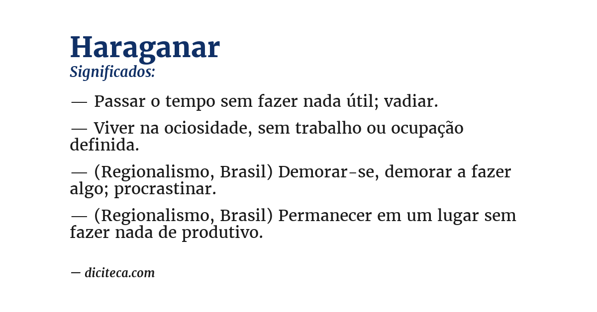 Significado de haraganar