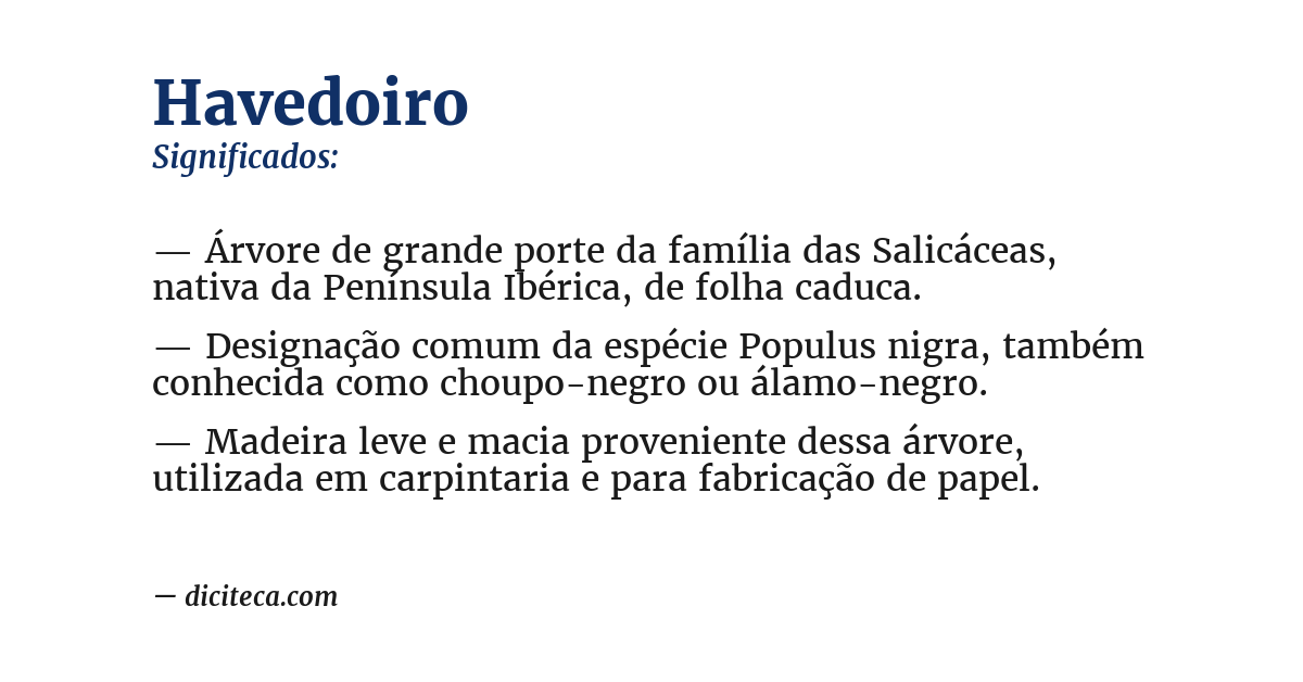 Significado de havedoiro