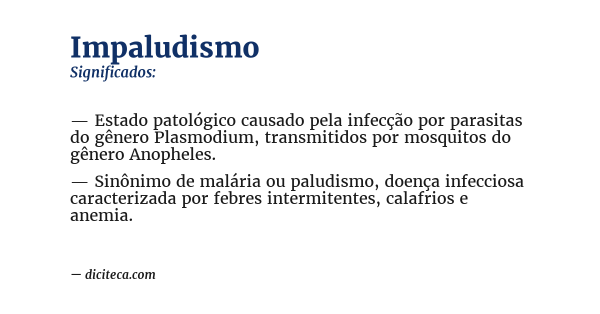 Significado de impaludismo