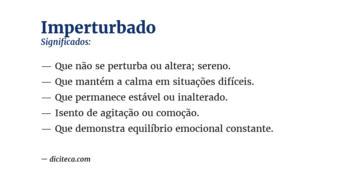 Significado de imperturbado