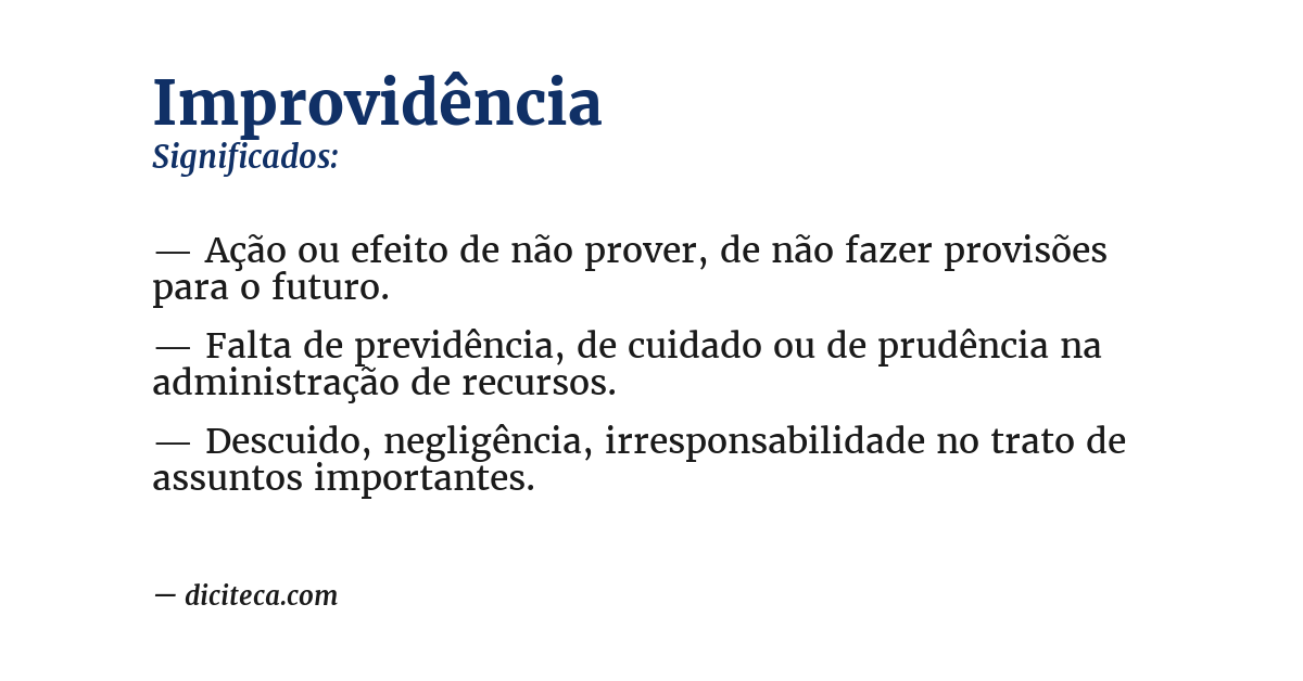 Significado de improvidência