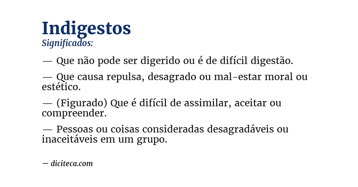 Significado de indigestos