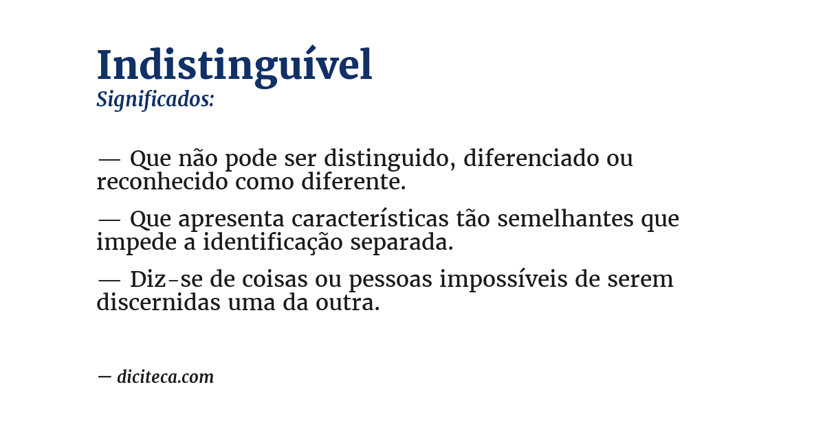 Significado de indistinguível