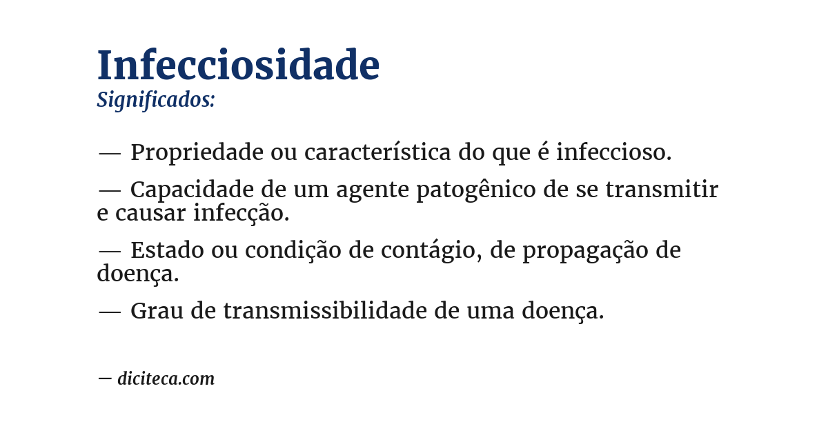 Significado de infecciosidade