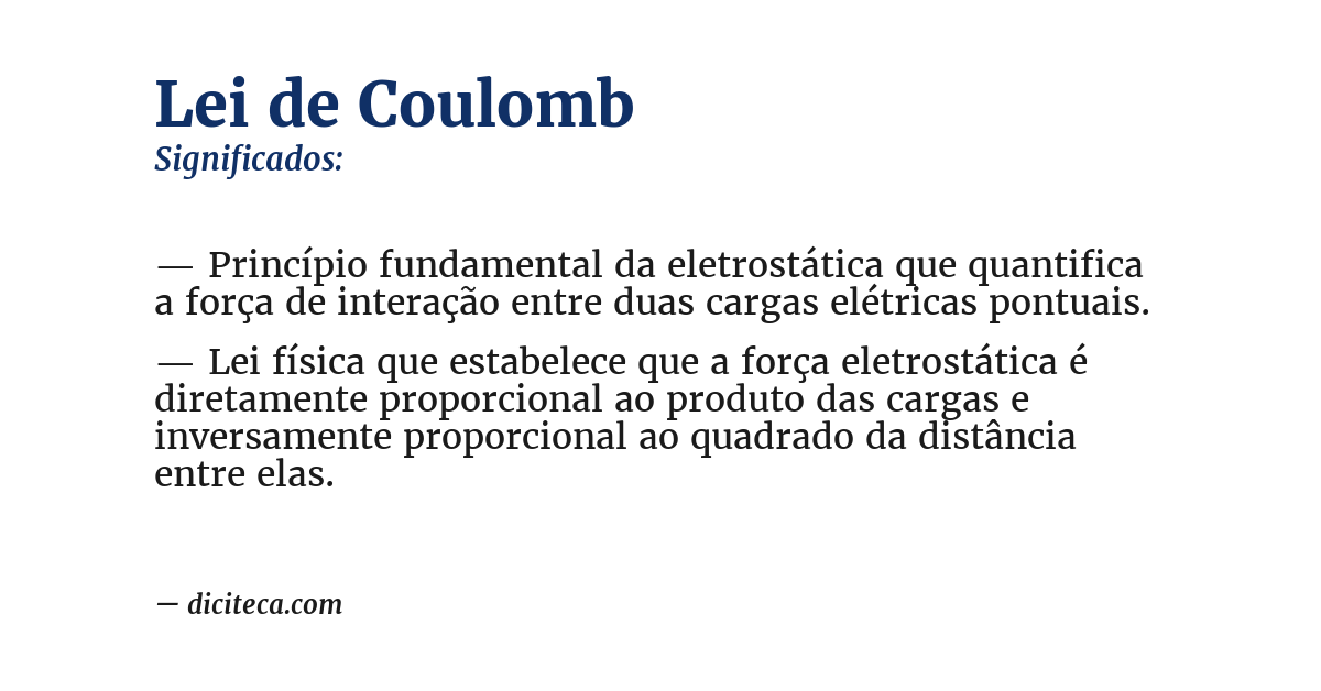 Significado de lei de coulomb