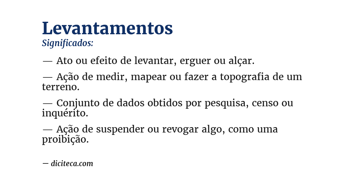 Significado de levantamentos