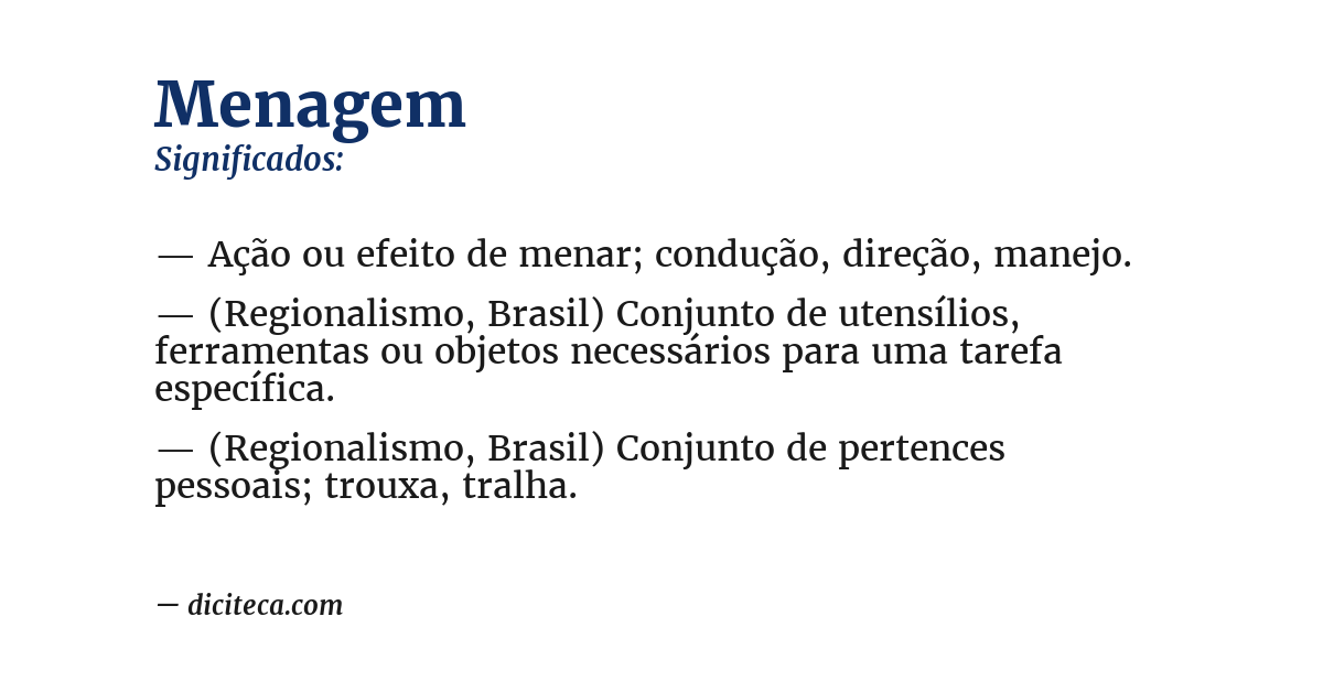 Significado de menagem