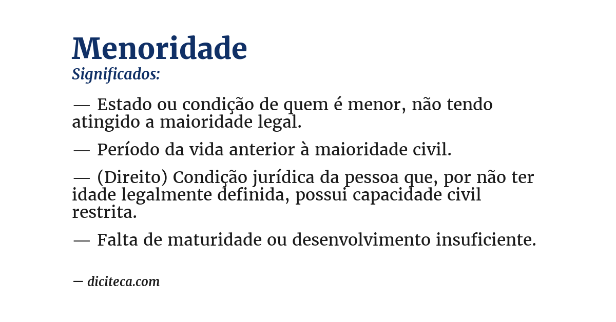 Significado de menoridade