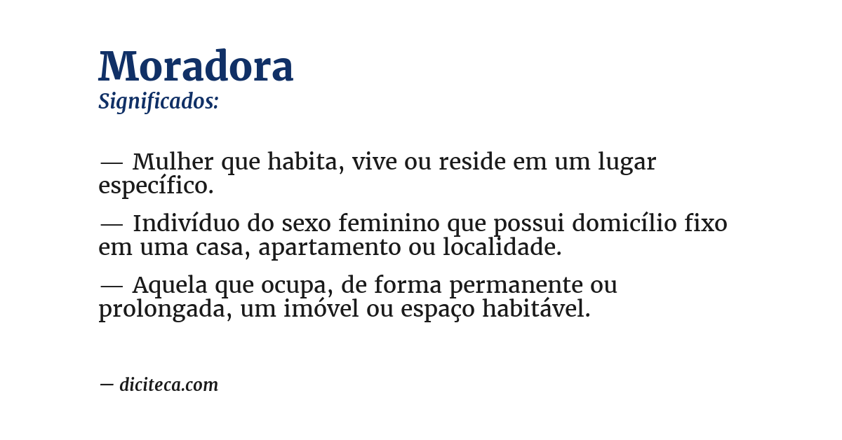 Significado de moradora