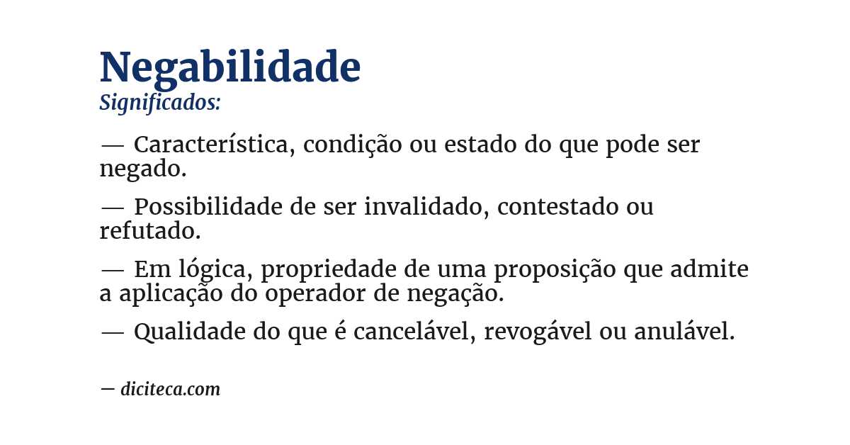 Significado de negabilidade
