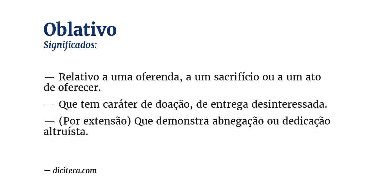 Significado de oblativo