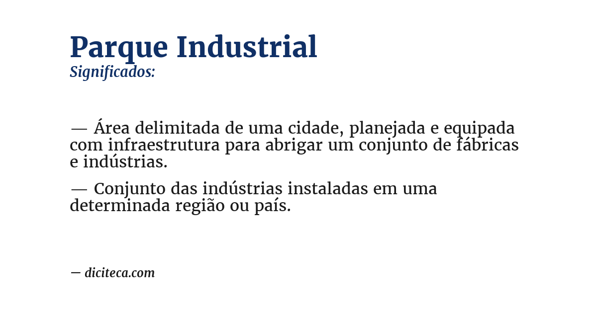 Significado de parque industrial