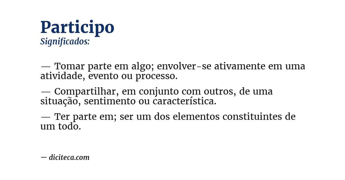 Significado de participo