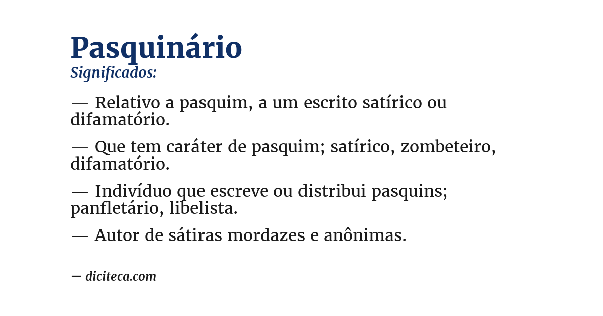 Significado de pasquinário