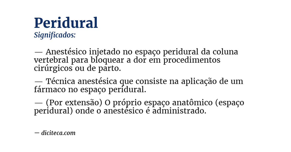 Significado de peridural