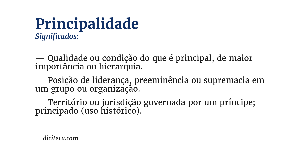 Significado de principalidade