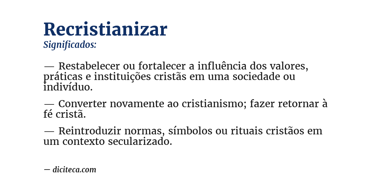 Significado de recristianizar