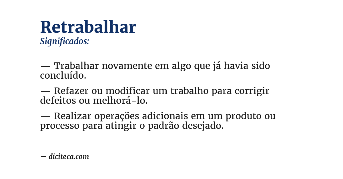 Significado de retrabalhar