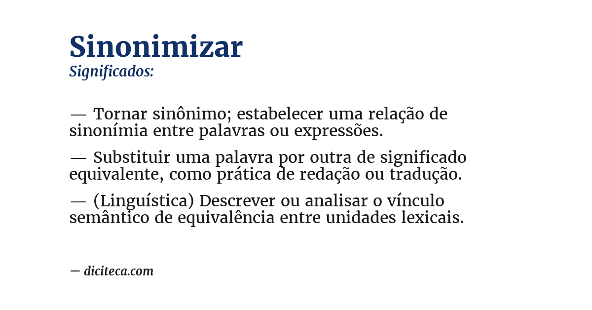 Significado de sinonimizar