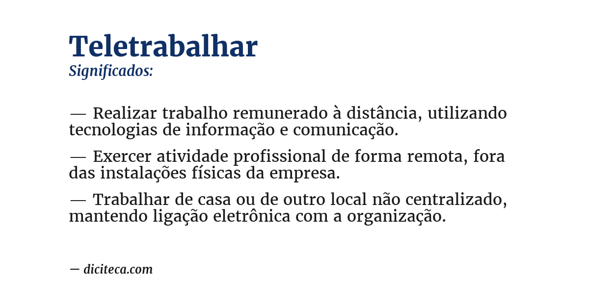 Significado de teletrabalhar