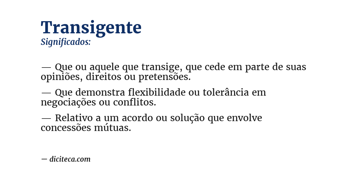 Significado de transigente