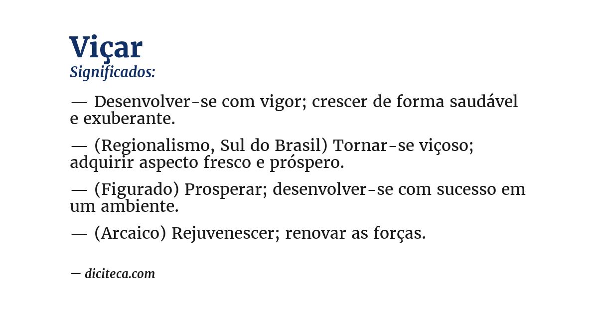 Significado de viçar