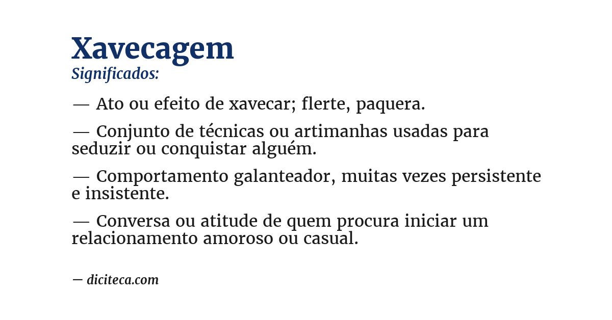 Significado de xavecagem