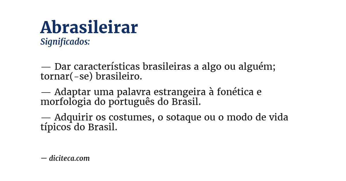 Significado de abrasileirar