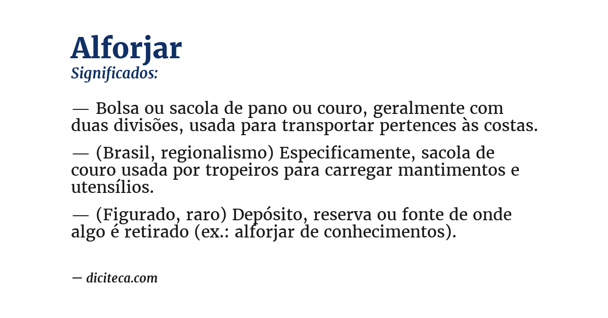 Significado de alforjar