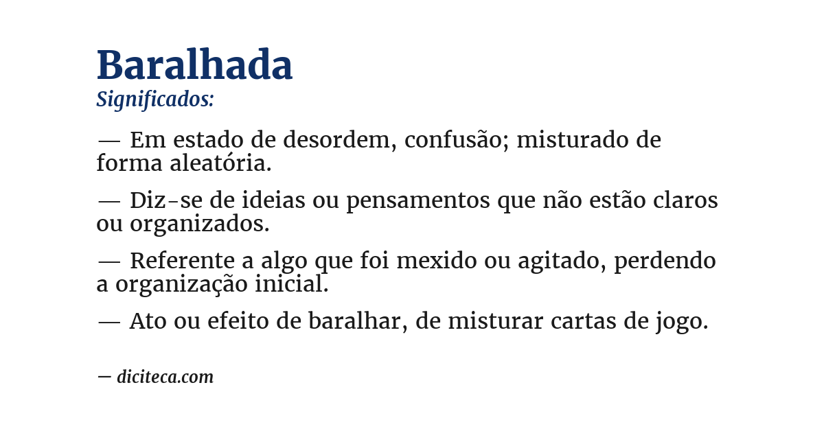 Significado de baralhada