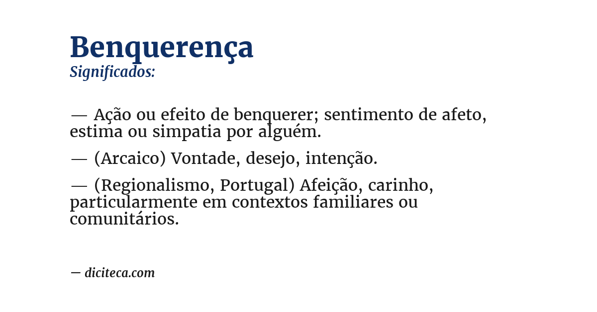 Significado de benquerença