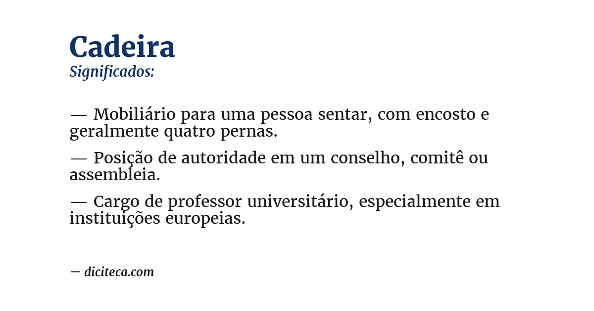 Significado de cadeira