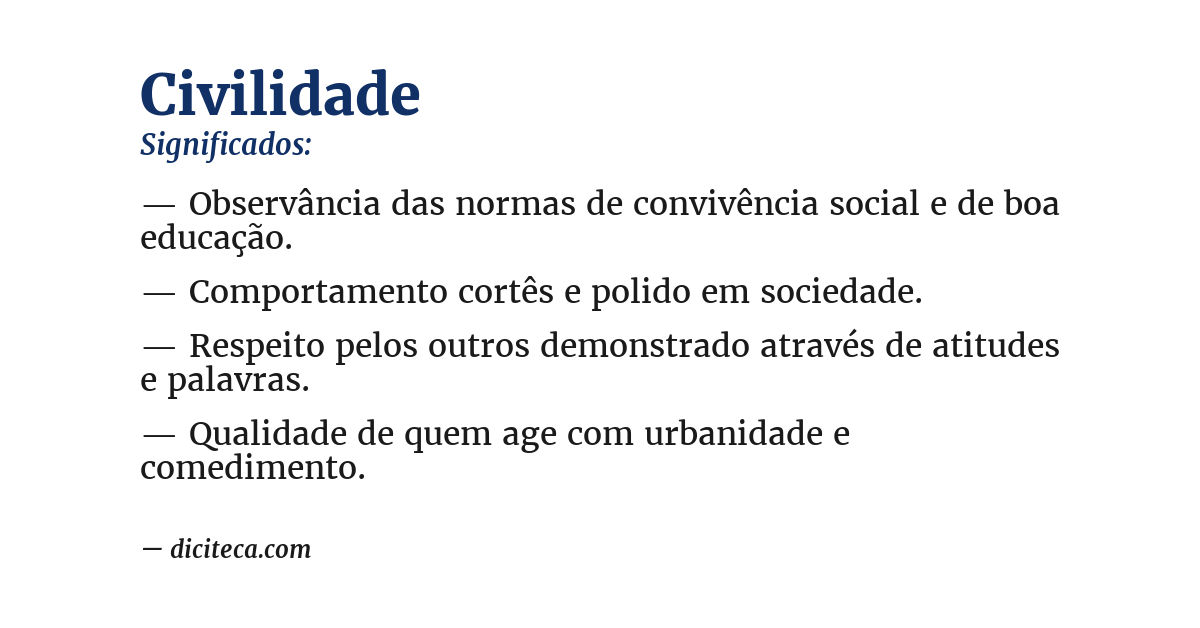 Significado de civilidade