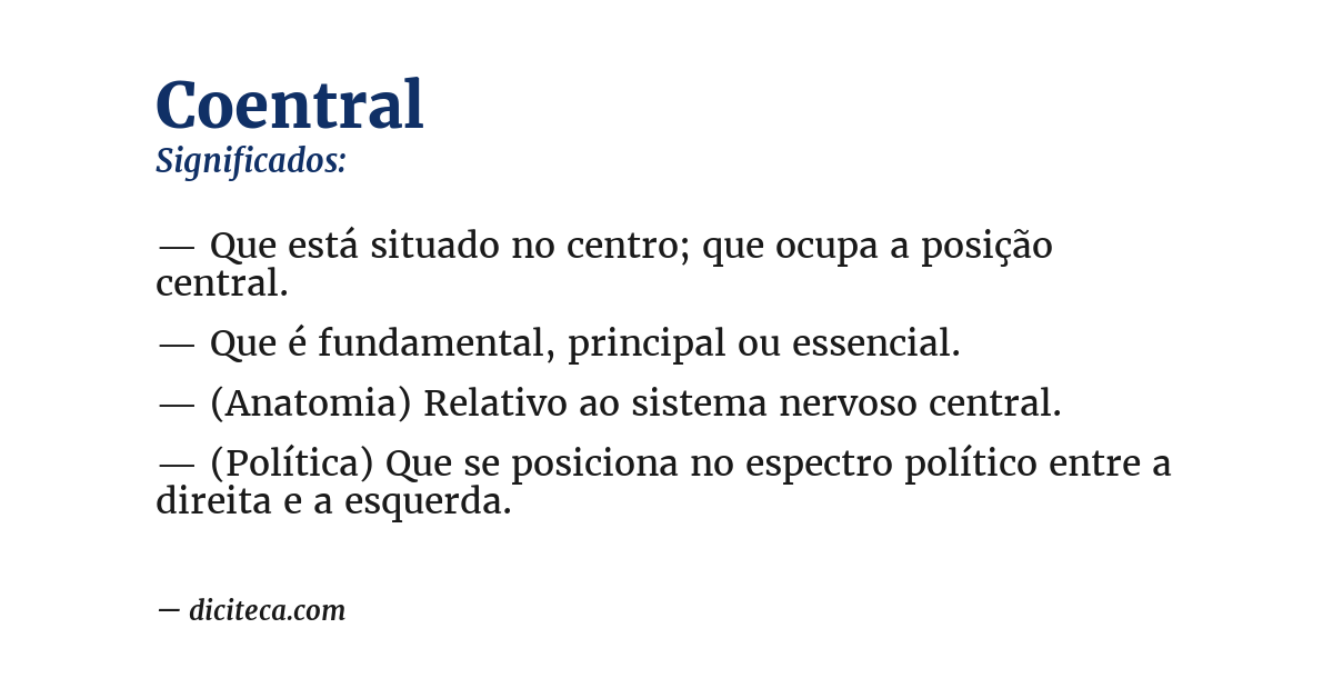 Significado de coentral