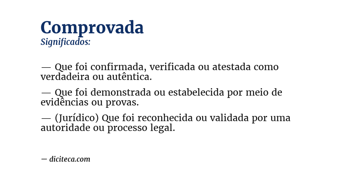 Significado de comprovada