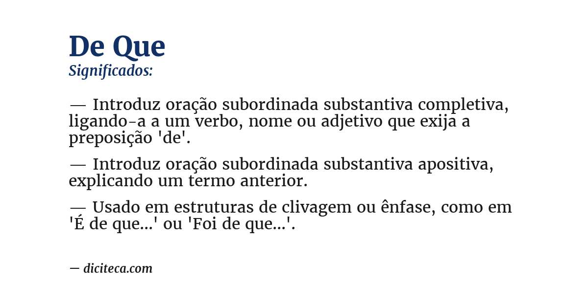 Significado de de que