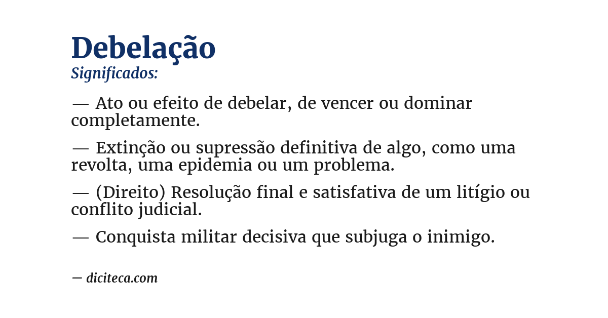 Significado de debelação