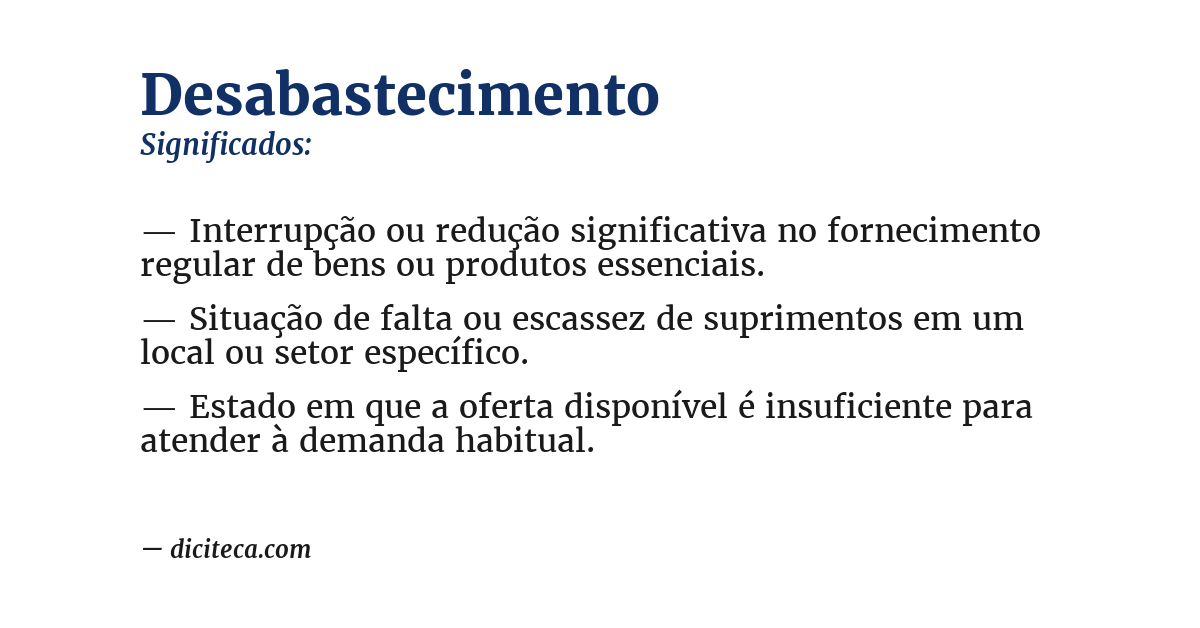 Significado de desabastecimento