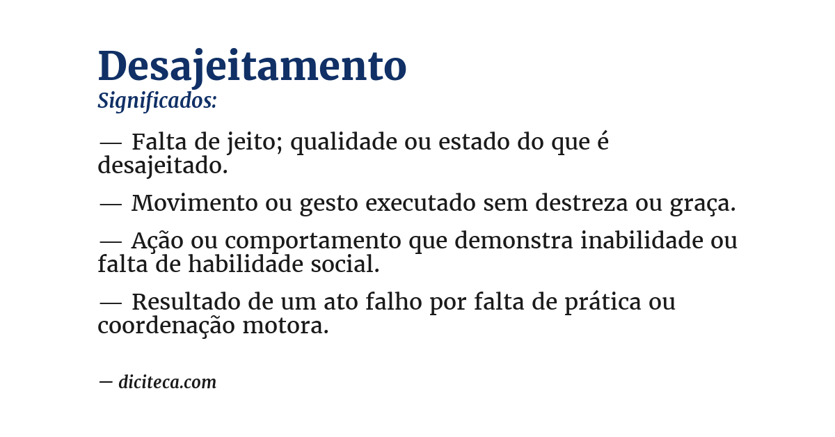 Significado de desajeitamento