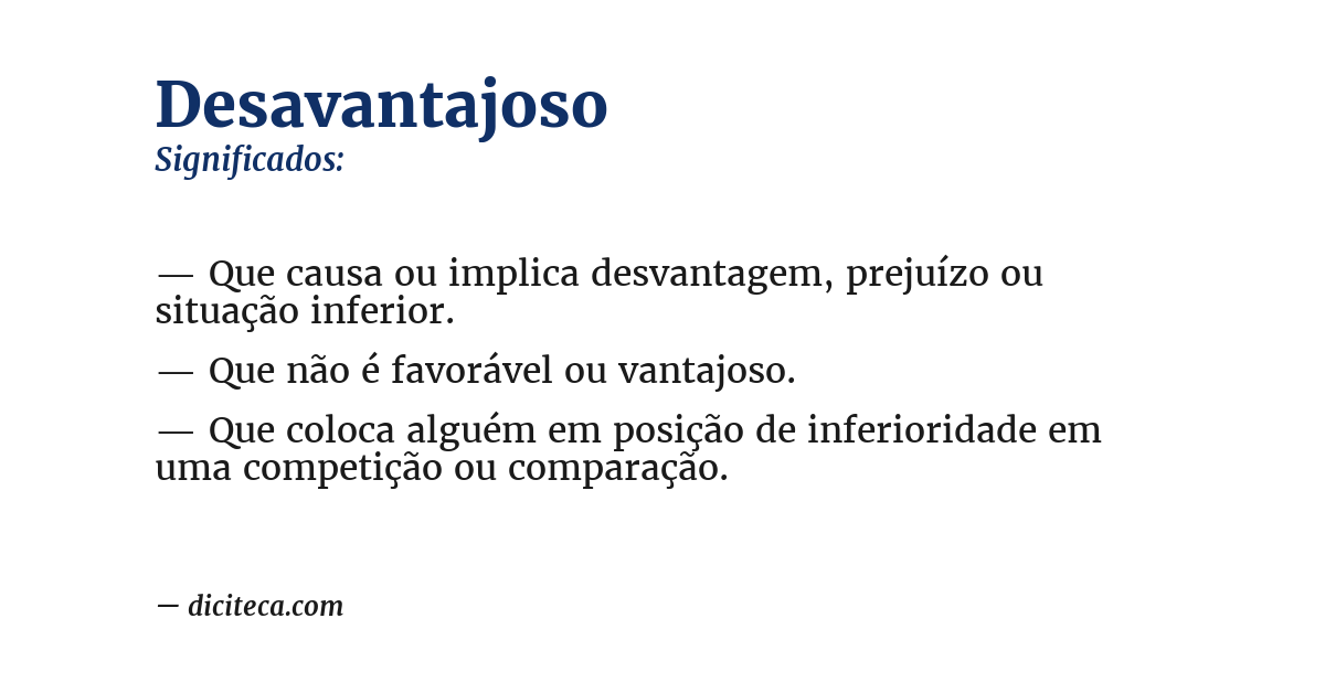 Significado de desavantajoso