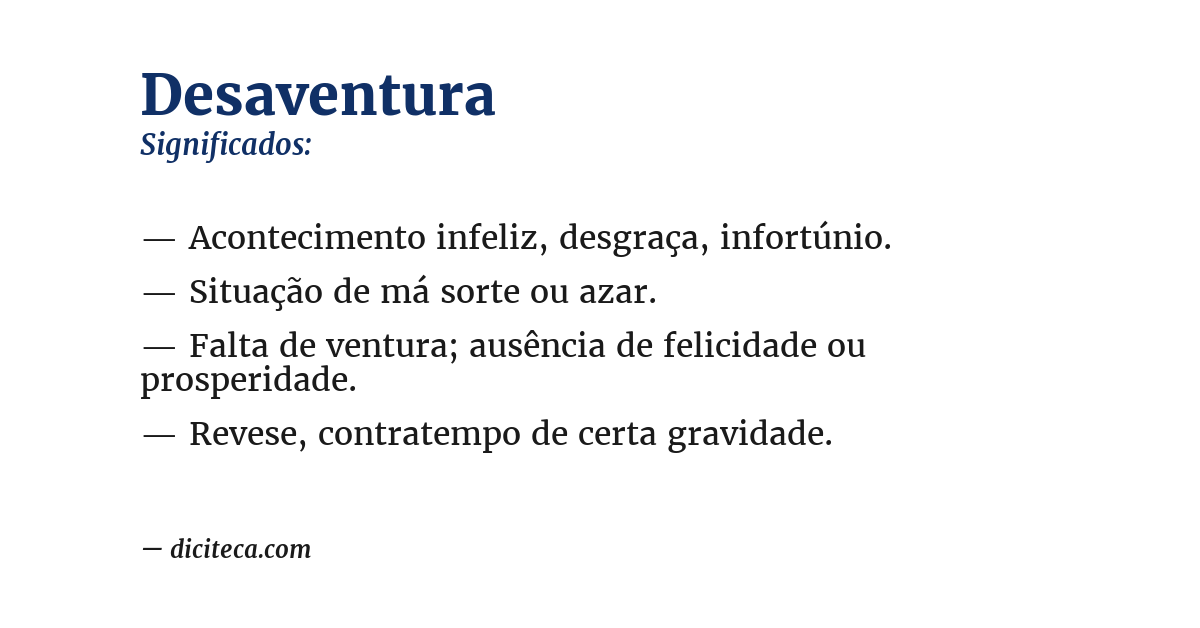 Significado de desaventura