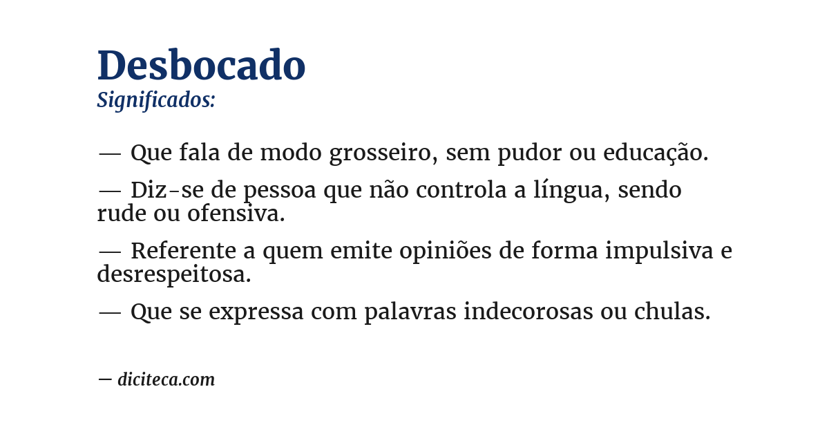 Significado de desbocado