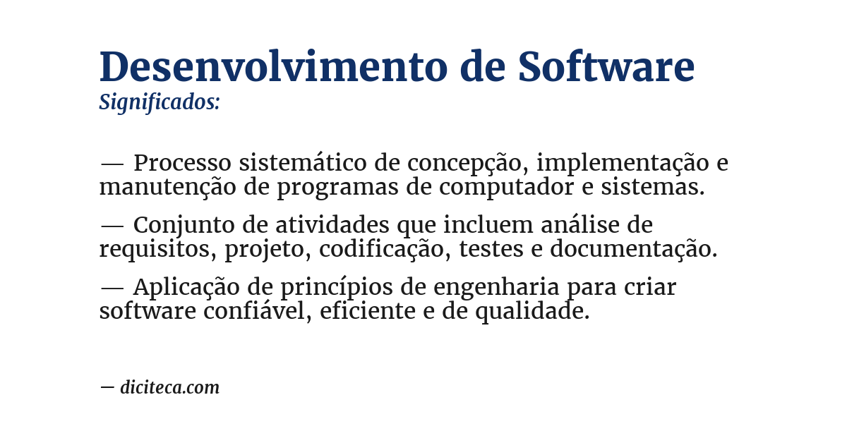 Significado de desenvolvimento de software