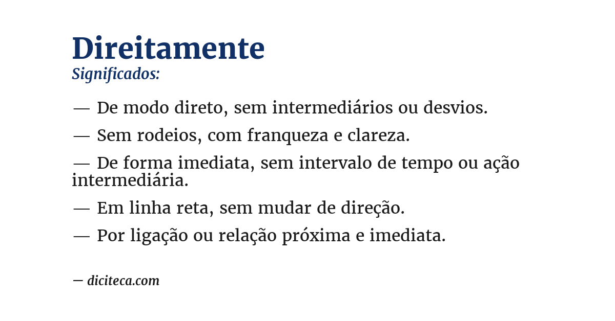 Significado de direitamente