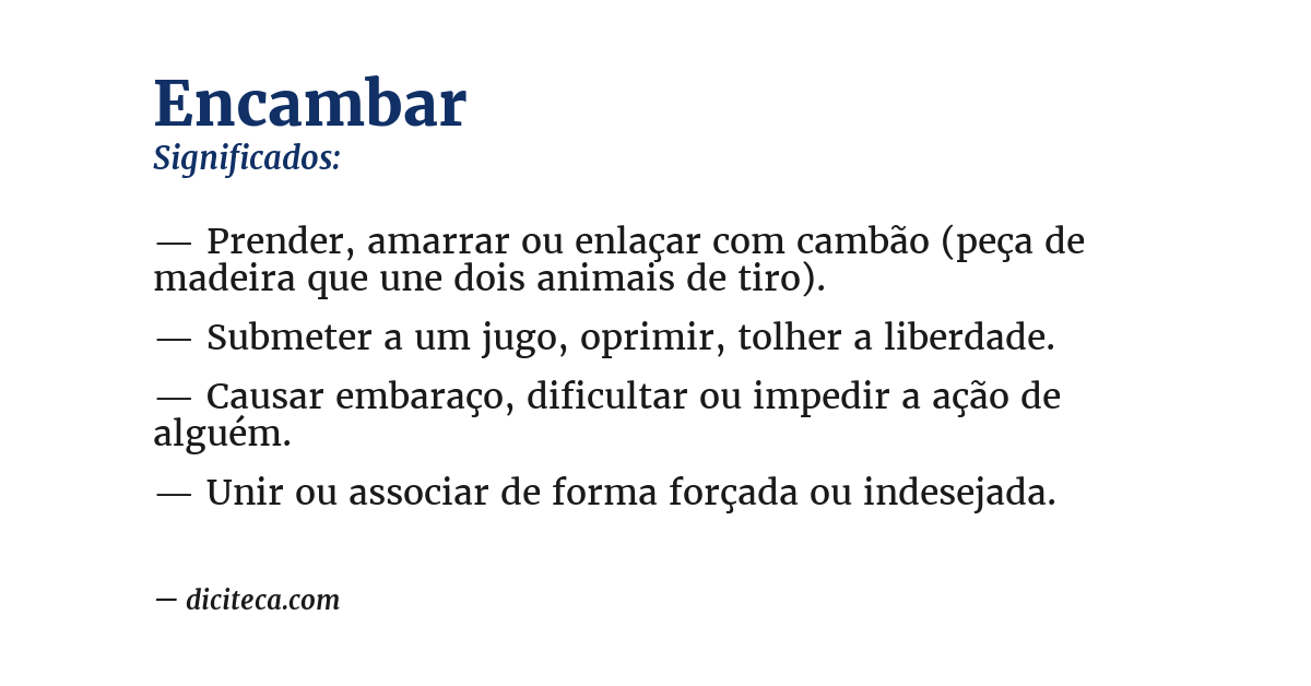 Significado de encambar
