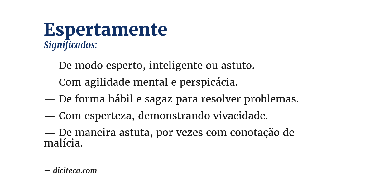 Significado de espertamente